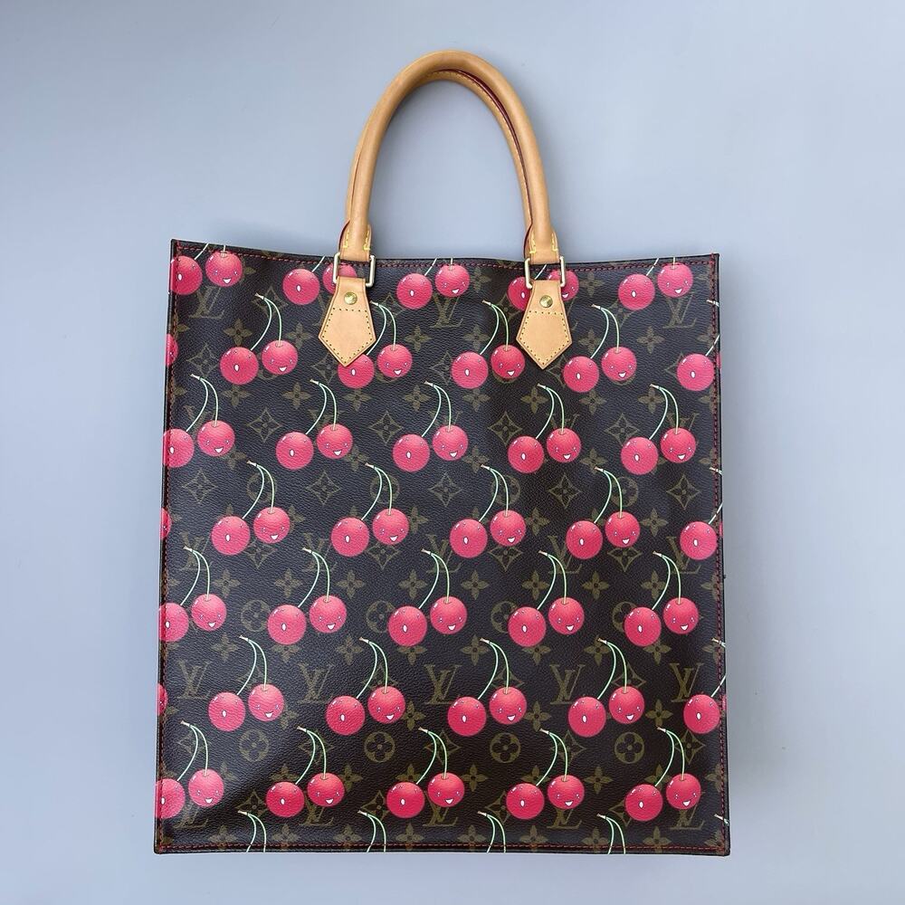 Louis Vuitton Cerise Cherry Sac Plat Brown Monogram Canvas Tote Takashi Murakami - Picture 7 of 16